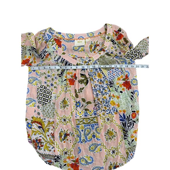 Maeve by Anthropologie Boswell Top Boho Floral Paisley Peasant Blouse Size 4 - Picture 7 of 9